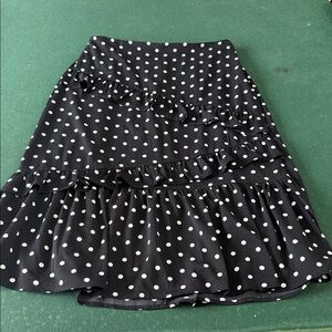 Asymmetrical Polka Dot Skirt - Black and White